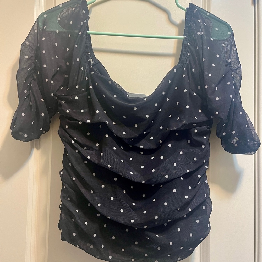 Elegant Black Polka Dot Women's Top